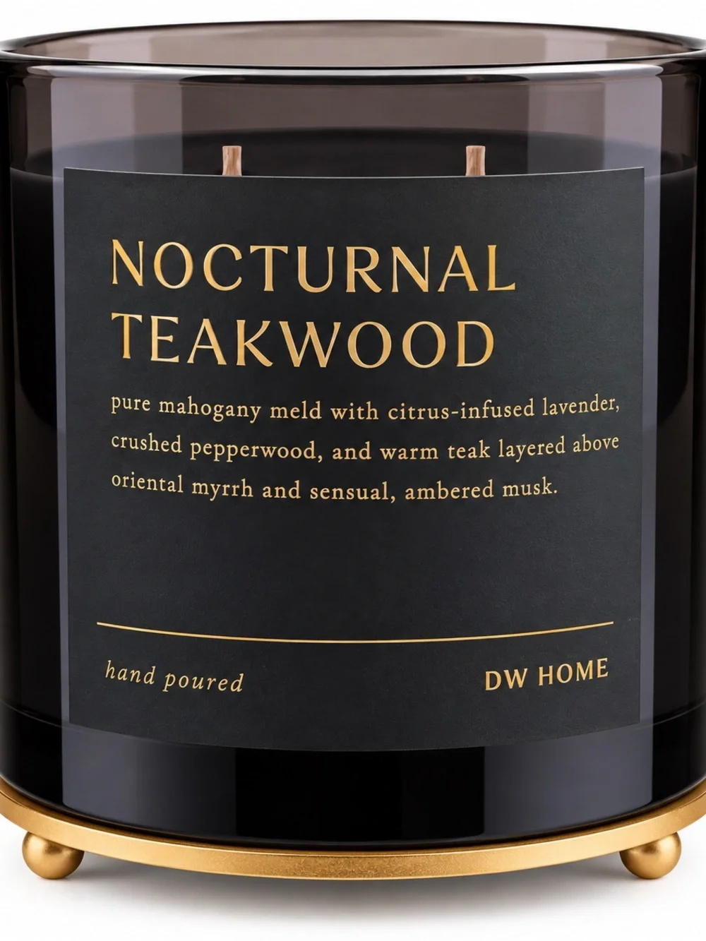 DW Home Nocturnal Teakwood Candle — Black and Gold